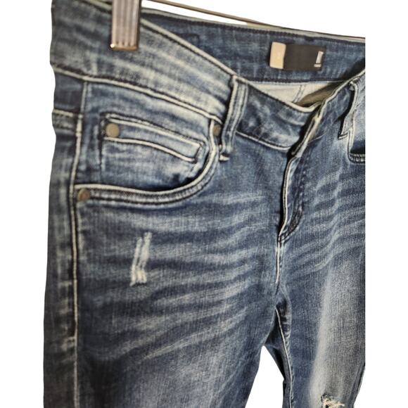 Kut From the Kloth Skinny Stretch Distressed Denim Medium Dark Wash Jeans Size 2 - Picture 2 of 7